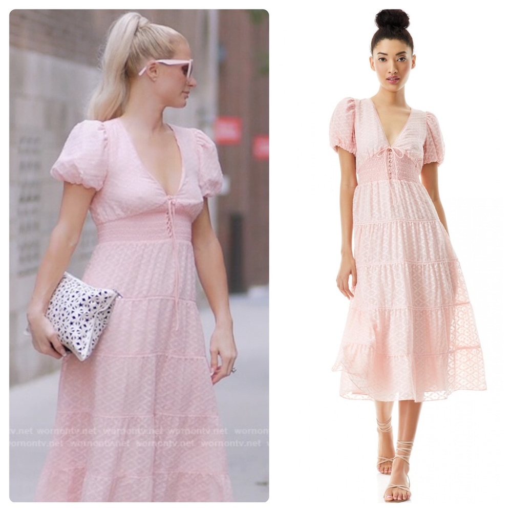 ALICE AND OLIVIA Tia Puff Sleeve Midi Dress